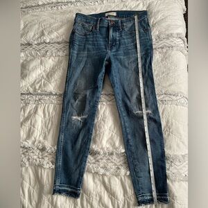 Madewell Jeans Womens 29P Blue 9" High Rise Skinny Denim Jeans Distressed